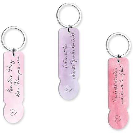 fKiZanthene Lot de 3 porte-clés en acrylique pour jeton de caddie - Rose et violet - Pour supermarché, trousseau de clés et vie quotidienne