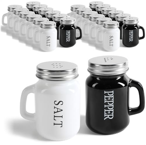 com-four® 24-teiliges Salz- und Pfefferstreuer-Set, Gewürzstreuer | Gewürzglas in Bierkrug-Form mit Aufschrift - moderne Schüttler