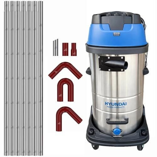 Gutter Cleaning System 100L Industrial Wet & Dry Vacuum Cleaner with Red 25ft (7.5m) Long Reach Gutter Pole Kit 3000W Triple Motor