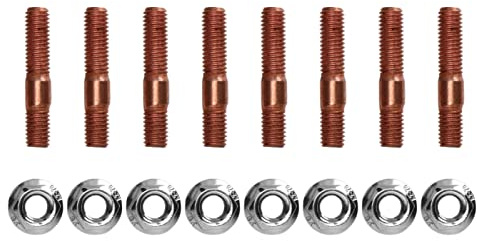 OEBUAFI Kit de 8 Goujons Turbo Filetés M8 1,25, Alliage Métallique Résistant à Haute Pression, Boulon de Collecteur D'échappement, Matériel D'écrou avec Filetage usiné avec Précision