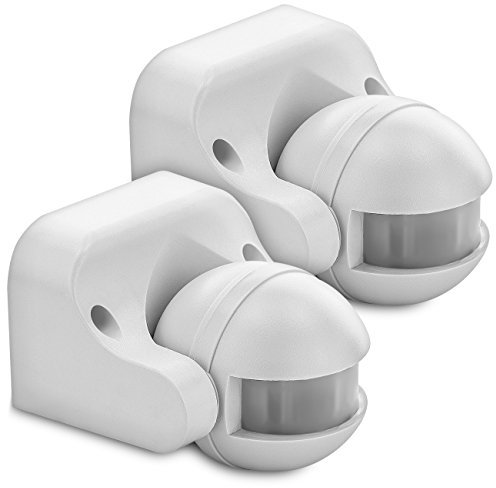 deleyCON 2x Infrarossi Rilevatore di Movimento Risalire in Superficie Montaggio a Parete Interno Esterno a Prova di Spruzzi D'Acqua Barra di Inclinazione 180° Area di Lavoro Portata 12m Bianco