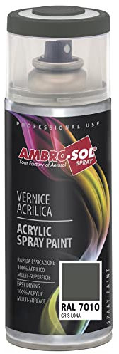 AMBRO-SOL - Pintura acrílica en spray, color Gris Lona, RAL 7010, resultado profesional en múltiples superficies, exteriores e interiores, 400 ml