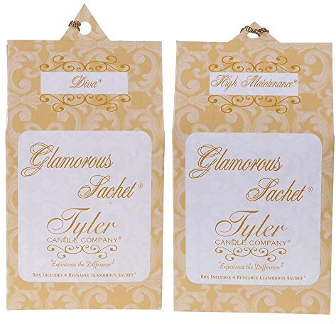 Tyler Candle Glamorous Diva & High Maintenance Sachets Bundle (4 Reusable Glamorous Sachet Each) (Diva&High Maintenance)