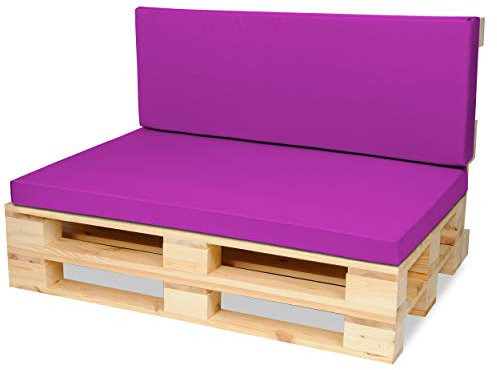 SuperKissen24. Matelas Coussin Dossier pour Palette Canapé 120x80 cm et Appui 120x40 - Intérieur/Extérieur – imperméable – Mousse - Fuchsia