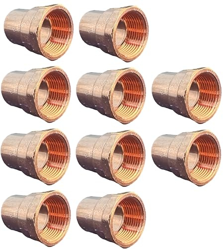EZ-FLUID Plumbing (10 Pack) 1/2 C X FIP LF Copper Female Adapter Pressure Copper Fittings,Sweat Solder Connection for Residential,Commercial Pipe.