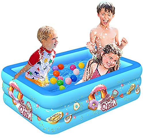 TONGQU Paddling Pool for Kids Adults, 70 x 51 x 21.6 in Swimming Inflatable Pool Rectangular Family for Garden Backyard Outdoor, Summer Water Party