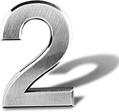 Hausnummer aus Edelstahl selbstklebend –Haustür Nummer Höhe 8 cm – Hausnummern zum Kleben – Metallic Digital Weiß Gebürstet Design-Türnummer (2)