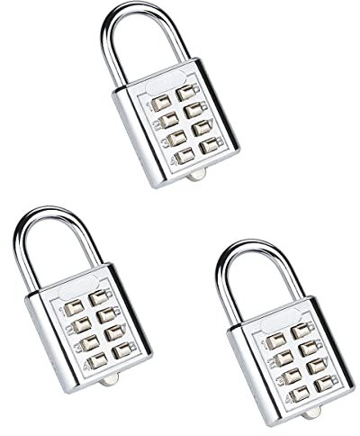 NUZAMAS Lot de 3 cadenas à combinaison haute performance à 4 chiffres - En alliage de zinc - 35 mm - Pour résistance à la corrosion - Étanche - Sans clé - Pour la maison, le casier argenté