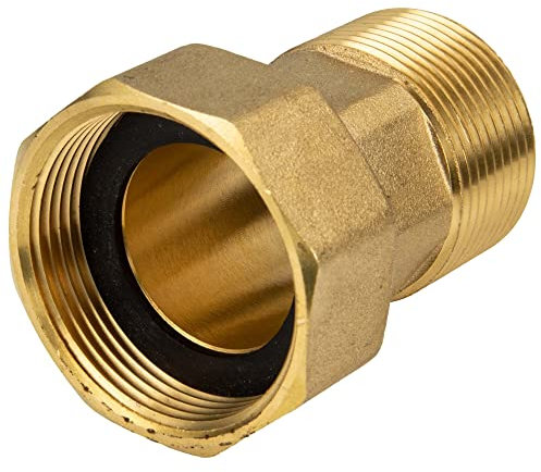 tecuro Wasserzähler Verschraubung 2 Zoll Überwurfmutter x 1 1/2 (6/4) Zoll AG, Messing blank