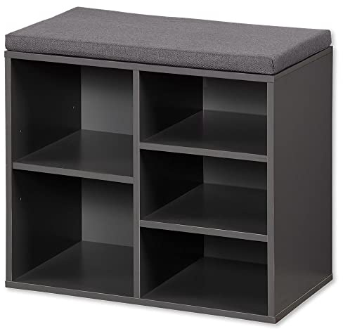 Kesper | Schuhschrank mit Sitzkissen, Material: Spanplatte, Textil, Maße: B 51,5 H 48 T 29,5 cm, Farbe: Grau | 15913