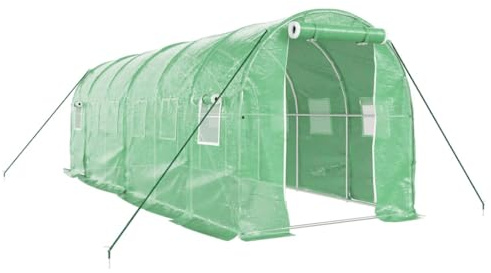 vidaXL Serre avec Cadre en Acier Vert 12 m² 6x2x2 m, polytunnel, Serre à Cadre Froid, Serre pour Tomate, Serre de Jardin, Serre pour Culture