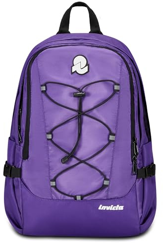 Invicta Zaino Ufficio Act Smart Plain, Viola, Doppio Scomparto Con Tasca PC, Tasca Borraccia, Tasca Con Organizer, Cinghia Vita, Nastri Torace e Regolazione Volume, Lavoro Scuola Viaggio