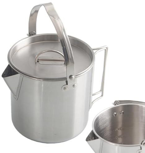 Kaffeekessel, Edelstahl, zum Aufhängen, Outdoor-Wasserkocher, praktische Camping-Perkolator-Topf, kompakter Teekessel für Rucksackreisen, Wandern und Reisen (Grau)