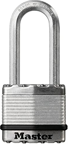 MASTER LOCK Cadenas Haute Sécurité [A Clé] [Acier Laminé] [Extérieur] [Anse M] M1EURDLF - Idéal pour les remises, les garages, les clôtures et les portails