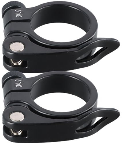 2 Stücke Fahrrad Sattelklemme, Robust und langlebig fahrrad schnellspanner, Aluminiumlegierung Fahrradsattelklemme für Mountainbike Rennrad und Faltrad, Schwarz (34.9mm)
