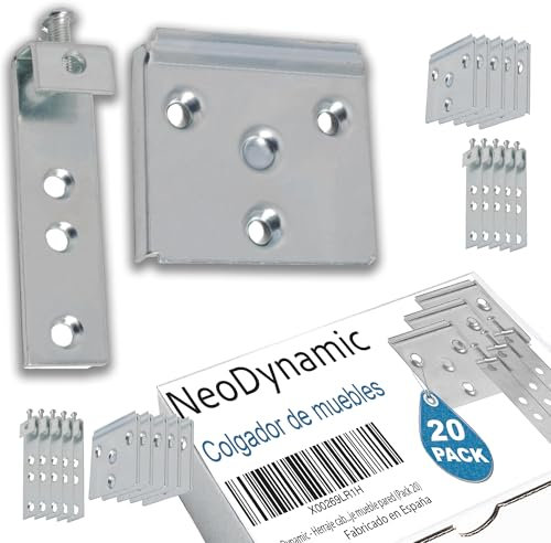 NeoDynamic - Herrajes colgar muebles cocina | Herraje cabecero | Anclaje mueble pared | Colgar muebles pared (10 unidades)