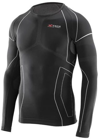 Generico Maglia Tecnica Intima Sportiva Antivento Termica Invernale a Maniche Lunghe Girocollo Nera Maglietta Race 3 XTECH Made in Italy (IT, Testo, L, XL, Regular, Regular, Nero)
