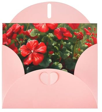 Pink KVCBUYK Rote Geranien Prints Grußkarte aus High-End Perlglanz-Papier für verschiedene Anlässe