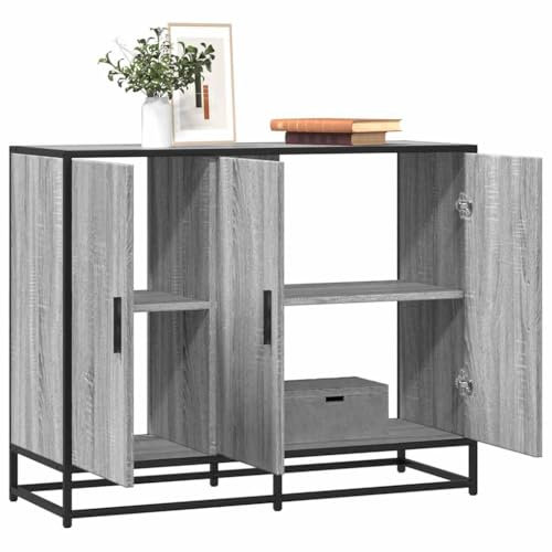 Xichuzi Sideboard Grau Sonoma 94x35x76 cm Holzwerkstoff, Kommode Schlafzimmer, Kommoden & Sideboards, Wohnzimmerschrank, Flur Kommode, Zimmer Möbel - 849007