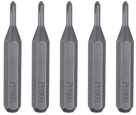 QUARKZMAN 5pcs PH000 Embout de Tournevis Cruciforme 5/32 Tige Hexagonale 28mm Longueur Acier S2 Magnétique Tête Phillips pour Tournevis Manuels Électriques Réparation de Précision