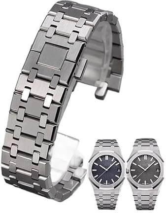 Svincoter Bracelet unisexe en acier inoxydable à boucle déployante de 26 mm, compatible avec les modèles AP ROYAL OAK 15400 26331 15500