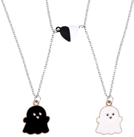 Mikovivi 2pz Collane Dell'Amicizia per 2, Mutuo Attrarre Magnetico Coppia Collana Pendente Set Sempre Migliori Amici Gioielli Regali per Donne Uomini Anniversario Compleanno (Fantasma)