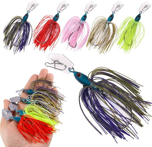 HUSOUE Chatterbait abborre, 6 stycken fiskedrag gädda spinndrag gummifisk gös konstbeten fiskedrag set twitchbait för gädda öring fiske abborre