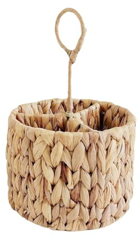 Colcolo Cesta de Almacenamiento Redonda de de Agua Hecha a Mano, Organizador Decorativo de Mimbre Natural con Asas, Cocina, baño, Dormitorio y Sala de Estar.