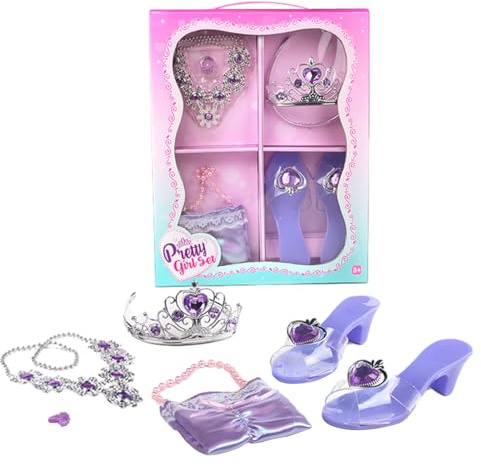 Princess Dress Set – 15 lekset | ABS rollspelsset – krona, halsband, örhängen och väskor, simuleringstillbehör för flickor