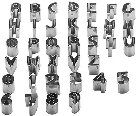 Mini Letter and Number Cookie Cutters Set of 36 Pieces 2 Inch Alphabet Cookie Cutter Set Stainless Steel Small Mold Tools for Fondant Biscuit Cake Fruit and Vegetable