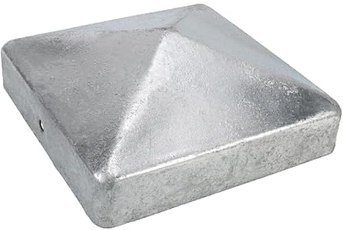 8 x 100mm x 100mm (4 x 4) Metal Pyramid Galvanised Fence Post Caps