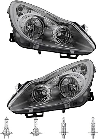 Scheinwerfer Set rechts & links Chrom H1/H7 für Corsa D S07 inkl. OSRAM Lampen mit Stellmotor LWR