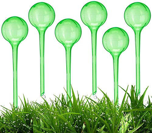 BETOY Set di 6 ampolle sferiche per l’irrigazione con dosaggio, durata: 2 settimane, a scomparsa, in plastica OVC, trasparenti, per il giardino e la casa, interni ed esterni