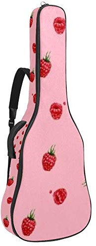 Gitarren-Gigbag, wasserdicht, Reißverschluss, weicher Gitarren-Rucksack, Bass-Akustik- & klassische Folk-E-Gitarrentasche, bunt, kleine Erdbeere