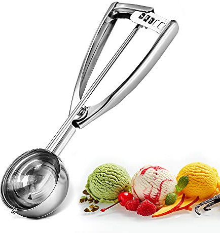 Bixel Ice Cream Scoops with Easy Trigger - Large Sized (6.3cm) 304 Stainless Steel Cookie Scoop for Meatballs, Mellon Balls, Mashed Potatoes and Muffins