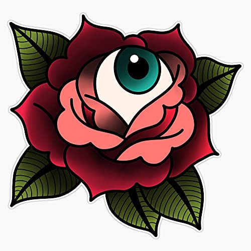 Eye Ball Rose - Traditional Tattoo Flash Vinyl Waterproof Sticker Decal Car Laptop Wall Window Bumper Sticker 5