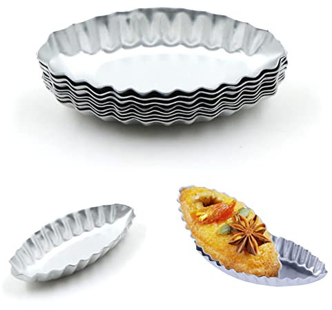 Tazas Hornear de Huevo Tarta - 8 Piezas Molde de Tartaleta de Huevo Aluminio, Moldes Mini Tartaletas,Molde para Magdalenas Hornear, Molde del Pudin para Galletas,no Adhesivo y Reutilizable, Plateado