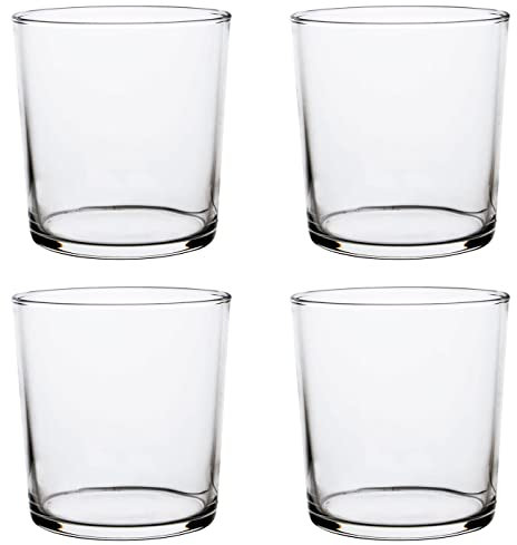 Tradineur - Set de 4 vasos de cristal de 36 cl, P4, pack, juego de vasos para agua, bebidas, cerveza, licores, 8,9 x 8,5 cm, ligeros, aptos para lavavajillas