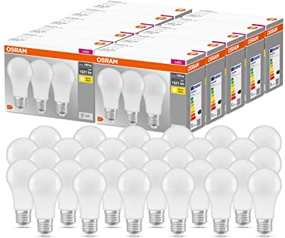 Osram LED Base Classic A, in Kolbenform mit E27-Sockel, Nicht Dimmbar, Ersetzt 100 Watt, Matt, Warmweiß - 2700 Kelvin, 10 x 3er-Pack