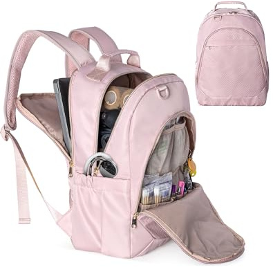 Fasrom Nurse Bag Backpack for Work Women with USB Charging Hole, Home Health Clinical Bag with Laptop Compartment for Nursing Staff, Medical Assistants, Pink (Empty Bag Only)