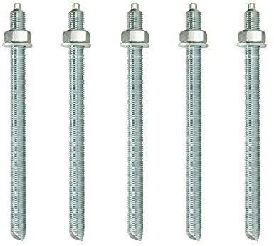 Isolbau Lot de 5 barres d'ancrage M20 x 260 mm - Homologation ETA - Ancrage composite galvanisé avec écrou et rondelle - Ancrage pour charges lourdes