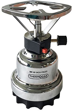 PROWELTEK - Tragbarer Camping-Gaskocher, 1000 W – Piezo-Zündung, Edelstahl/Stahl, Mini-Kocher Wandern/Angeln, Kartusche mit Bohrung 190 g – kompakt & leicht – entspricht EN417