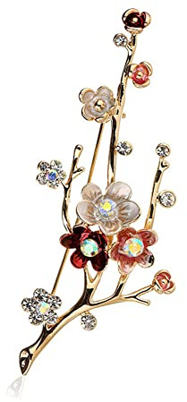 Pflaumenblüten-Brosche mit Strasssteinen, Blumen-Brosche, Kragen, Kleid, Schal, Dekoration, Anstecknadel für Frauen und Mädchen, Brautschmuck, Hochzeitsschmuck, Geschenke