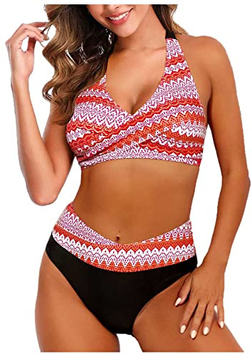 Bikini Damen Set Triangel Breites Unterbrustband Gerippte Bademode Zweiteiliger Badeanzug