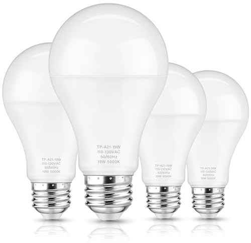 Maylaywood A21 LED Light Bulbs, 150 Watt Equivalent LED Bulb, Daylight White 5000K, 2600LM, E26 Base, Non-Dimmable, 19W Bright White LED Bulb, 4-Pack
