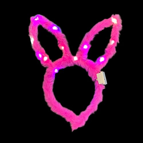 BF Souvenirs 1x LED Plüsch Haarreif LITTLE BUNNY mit Hasenohren in 4 Farben, blinkend und leuchtend - Party Karneval Geburtstag Motto Party Fasching Prinzessin Königin