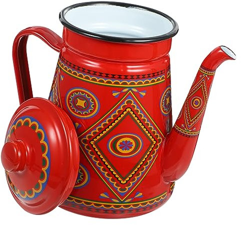 BESTonZON Bollitore Smaltato Per Campeggio e Casa Resistente e Pratico Teiera Per Tè e Caffè Accessorio Portatile Stoviglie Campeggio Per Viaggi e Uso Domestico