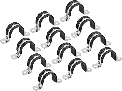 sourcing map 22Stk 30mm(1-3/16) Rohrschellen Kabel Klemme Gummi Leitung Riemen Gummi Gepolstert 304 Edelstahl Schlauch Klemme U Form Metall Klemme Rohr Halter für Rohr Leitung Draht