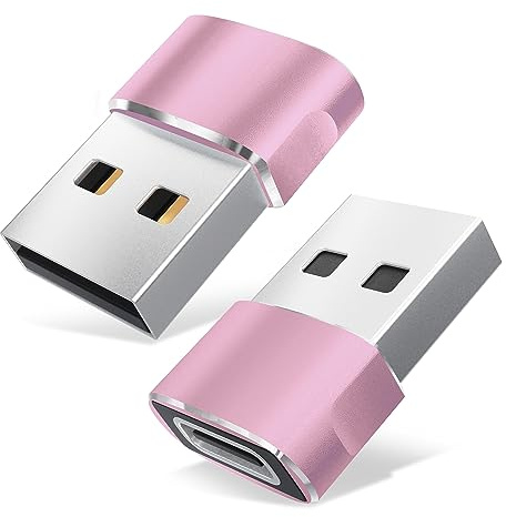 CELLONIC 2X USB a USB C Carga Rápida y Transmisión de Datos Inmediata - Pack 2X Adaptador USB Tipo C Hembra a USB Macho Compatible con iPhone, iPad, Huawei, Switch, Galaxy y Muchos más - Fucsia