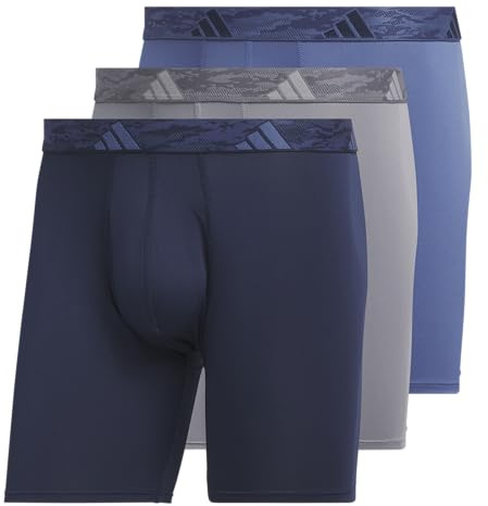 Adidas Athletic Fit Lot de 3 boxers en microfibre pour homme Style rétro, Collegiate Navy/Grey/Crew Blue/M, M